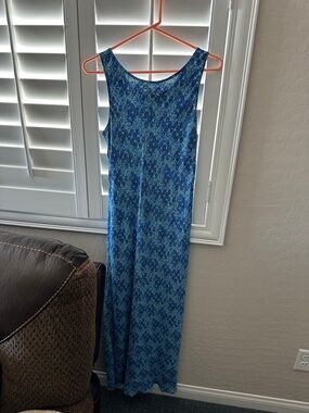 Blue & Green Printed Maxi Dress
